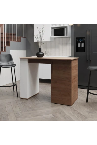 Tdesigno Nora Mutfak Adası -alt Modül-120 Cm Beyaz -Atlantikçam-Çok Amaçlı Dolap-Masa ürün görseli