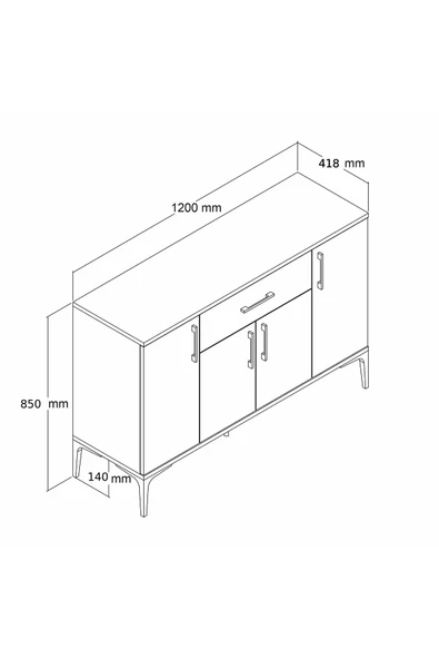 Tdesigno Tyche Çok Amaçlı Dolap-Mikrodalga-Erzak-Airfryer-Mutfak-Kiler Dolabı-Kahve Köşesi-Beyaz-120 cm - Resim 4
