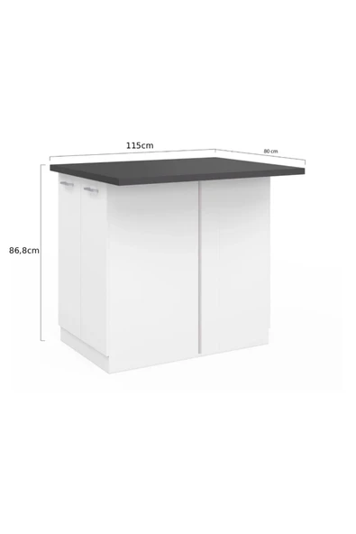 Tdesigno Melo Mutfak Adası- Çok Amaçlı Dolap-Erzak-Mutfak-Kiler Dolabı-Kahve Köşesi-Beyaz-115 cm-Çift Taraflı - Resim 5