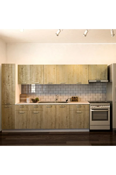 Tdesigno Avlonya Hazır Mutfak Dolabı Kiler Dahil 320cm-Beyaz Laminat Tezgah Dahil-BulaşıkMakinesi Yeri Mevcut ürün görseli