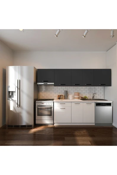 Tdesigno Debre Hazır Mutfak Dolabı 260 cm-Beyaz Laminat Tezgah Dahil-Bulaşık Makinesi Yeri Mevcut-Mat ürün görseli