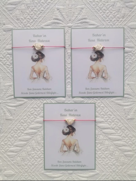 48 Adet Kişiye Özel Gül İnci Model Düğün Nikah Nişan Söz Kına Hatırası Dağıtmalık Hediyelik Bileklik - Resim 3