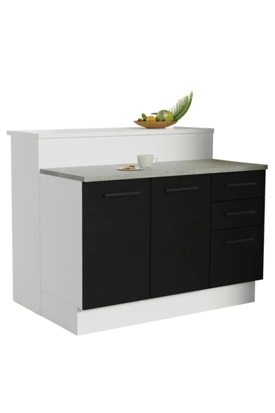 Tdesigno Victor Mutfak Adası Alt Modül 120 cm- Tezgah Dahil-Çok Amaçlı Dolap-Alt Modül-2 Kapaklı 3 Çekmeceli - Resim 2