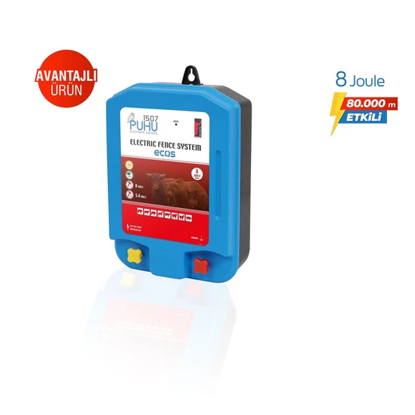 Puhu Ecos Güneş Enerjili Elektrikli Çit Cihazı (8 Joule) (60W Panel + 12V/42Ah Jel Akü) - Resim 2