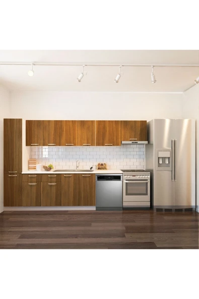 Tdesigno Avlonya Hazır Mutfak Dolabı Kiler Dahil 320cm-Beyaz Laminat Tezgah Dahil-BulaşıkMakinesi Yeri Mevcut ürün görseli