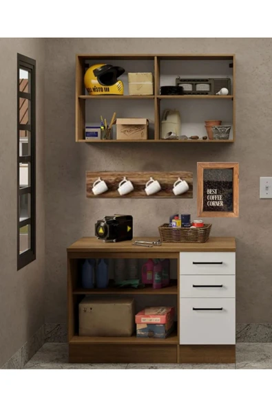 Tdesigno Milot Çok Amaçlı Dolap-Mikrodalga-Erzak-Airfryer-Mutfak-Kiler Dolabı-Kahve Köşesi-Beyaz-120 cm - Resim 3