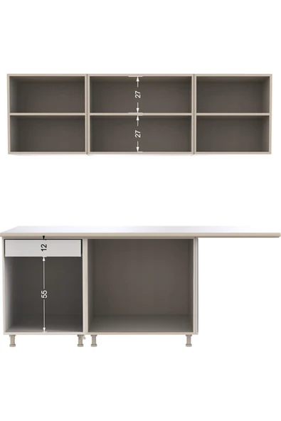 Tdesigno Patos Hazır Mutfak Dolabı 200 Cm -Beyaz Laminat Tezgah Dahil-Bulaşık Makinesi Yeri Mevcut - Resim 2