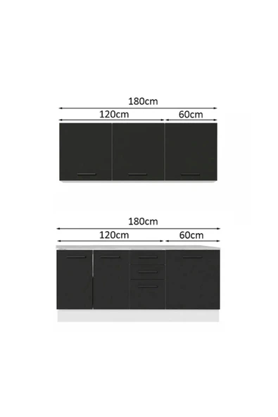 Tdesigno Apollo Hazır Mutfak Dolabı-Çok Amaçlı Dolap 180 cm Ve Beyaz Laminat Tezgah Dahil - 3
