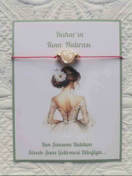 72 Adet Kişiye Özel Gül İnci Model Düğün Nikah Nişan Söz Kına Hatırası Dağıtmalık Hediyelik Bileklik ürün görseli