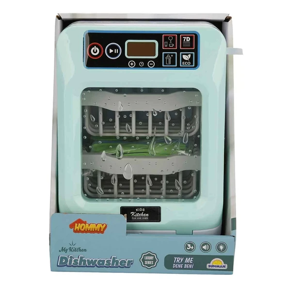Hommy Sesli ve Işıklı Yeşil Bulaşık Makinesi - Resim 3