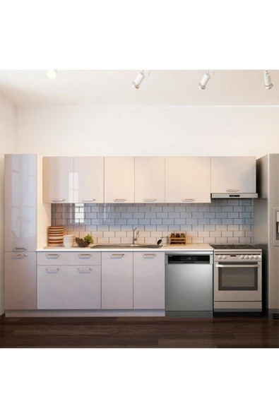 Tdesigno Tiran Hazır Mutfak Dolabı Kiler Dahil -320cm-Beyaz Laminat Tezgah Dahil-Bulaşık Makinesi Yeri Mevcut ürün görseli
