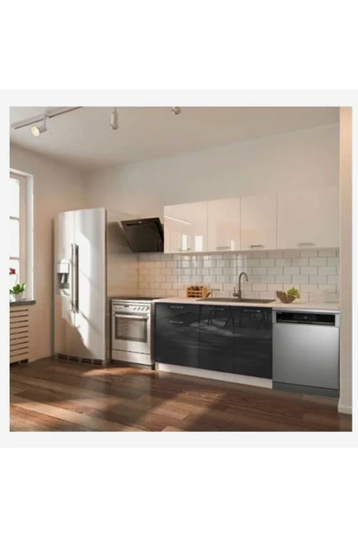 Tdesigno Fier Hazır Mutfak Dolabı 200 cm– Parlak-Beyaz Laminat Tezgah Dahil-Bulaşık Makinesi Yeri Mevcut ürün görseli