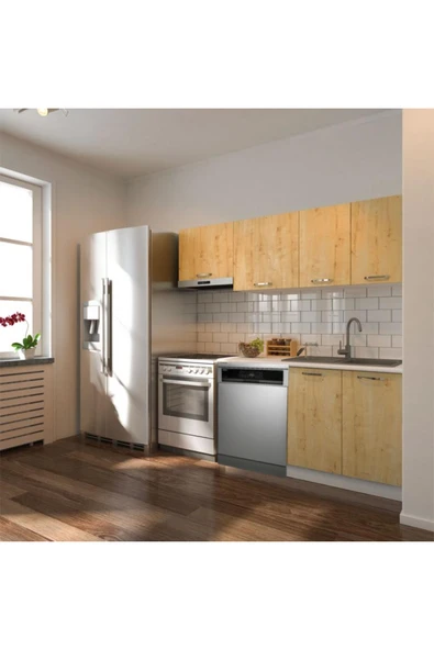 Tdesigno Ulza Hazır Mutfak Dolabı 200 Cm –Beyaz Laminat Tezgah Dahil-Bulaşık Makinesi Yeri Mevcut-Mat ürün görseli