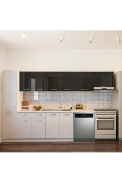 Tdesigno Tiran Hazır Mutfak Dolabı Kiler Dahil -320cm-Beyaz Laminat Tezgah Dahil-Bulaşık Makinesi Yeri Mevcut ürün görseli