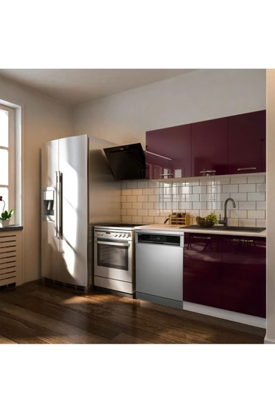 Tdesigno Hima Hazır Mutfak Dolabı – 140 Cm- Parlak--Beyaz Laminat Tezgah Dahil-Bulaşık Makinesi Yeri Mevcut ürün görseli