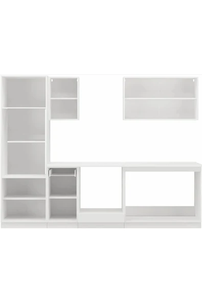 Tdesigno Angel Hazır Mutfak Dolabı Kiler Dahil 260cm–Beyaz Laminat Tezgah Dahil-Beyaz-Mat - Resim 3