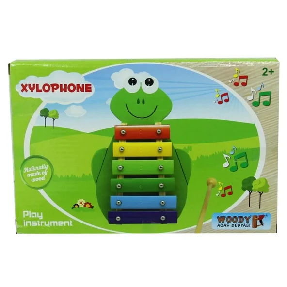 Ahşap Kurbağa Figürlü Ksilofon - Resim 2