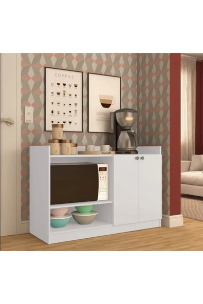 Tdesigno Zarif Çok Amaçlı Dolap-Mikrodalga-Erzak-Airfryer-Mutfak-Kiler Dolabı-Kahve Köşesi-Beyaz-80 cm ürün görseli