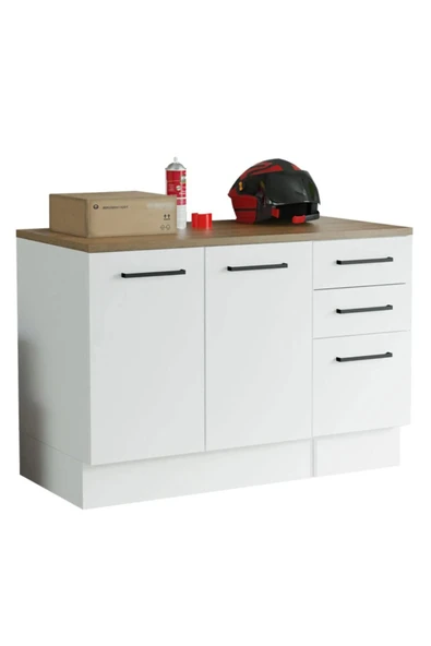 Tdesigno Atlantikçam Tezgahlı Prag Mutfak Alt Modül 3 Çekmeceli -2 Kapaklı-120 Cm Beyaz-tezgah Dahil - Resim 2