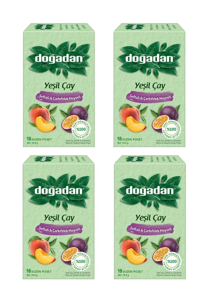 Doğadan Şeftali ve Çarkıfelek Meyveli Poşet Yeşil Çay 18'li x 4 Adet ürün görseli