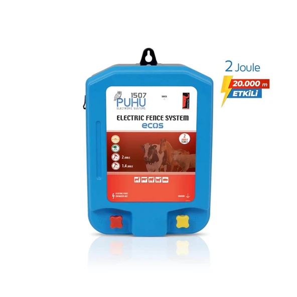 Puhu Ecos Eko Güneş Enerjili Elektrikli Çit Cihazı (2 Joule) (20W Panel + 12V/14Ah Jel Akü) - Resim 2