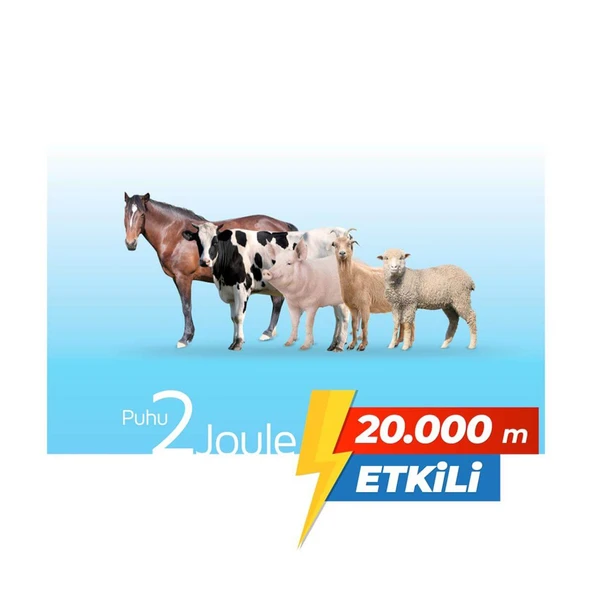 Puhu Güneş Enerjili Elektrikli Çit Cihazı (2 Joule) (20W Panel + 12V/14Ah Jel Akü) - Resim 6