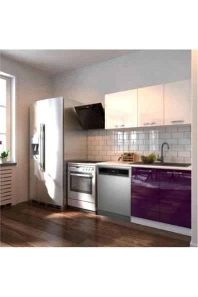 Tdesigno Hima Hazır Mutfak Dolabı – 140 Cm- Parlak--Beyaz Laminat Tezgah Dahil-Bulaşık Makinesi Yeri Mevcut ürün görseli