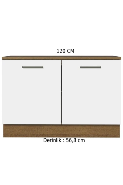 Tdesigno İndu Mutfak Alt Modül 120 cm-Çok Amaçlı Dolap- Tezgah Dahil - Resim 3