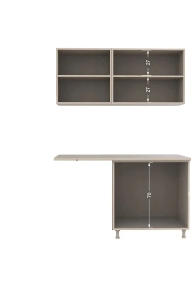 Tdesigno Klos Hazır Mutfak Dolabı 140 Cm -Beyaz Laminat Tezgah Dahil-Bulaşık Makinesi Yeri Mevcut-Mat - Resim 2