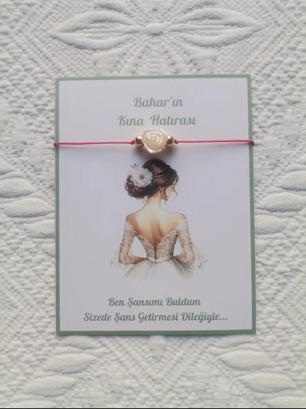 72 Adet Kişiye Özel Gül İnci Model Düğün Nikah Nişan Söz Kına Hatırası Dağıtmalık Hediyelik Bileklik - Resim 2