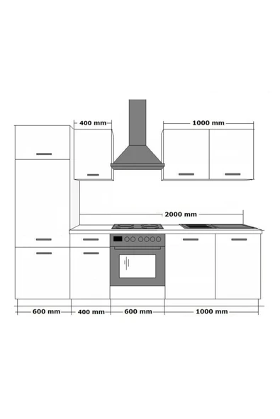 Tdesigno Angel Hazır Mutfak Dolabı Kiler Dahil 260cm–Beyaz Laminat Tezgah Dahil-Beyaz-Mat - Resim 4