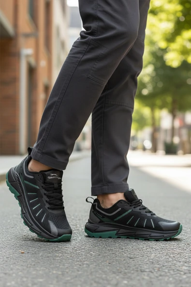 Slazenger Siyah Fileli Hafif Esnek Erkek Spor Ayakkabı Warren M - Resim 3