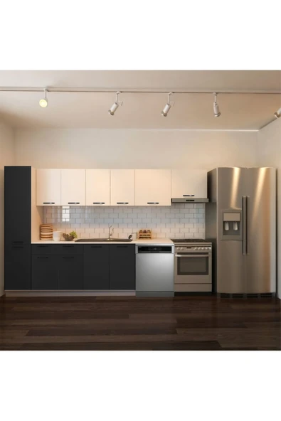 Tdesigno Avlonya Hazır Mutfak Dolabı Kiler Dahil 320cm-Beyaz Laminat Tezgah Dahil-BulaşıkMakinesi Yeri Mevcut ürün görseli