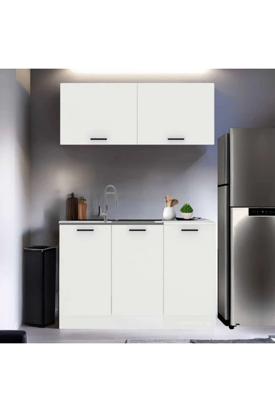 Tdesigno Tuna Hazır Mutfak Dolabı-Çok Amaçlı Dolap 120 cm Beyaz Ve Beyaz Tezgah Dahil ürün görseli