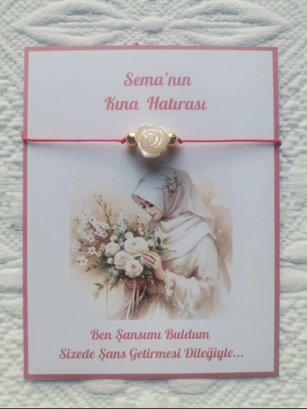 72 Adet Kişiye Özel Gül İnci Model Düğün Nikah Nişan Söz Kına Hatırası Dağıtmalık Hediyelik Bileklik - Resim 2