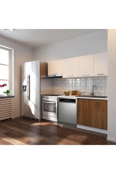 Tdesigno Ulza Hazır Mutfak Dolabı 200 Cm –Beyaz Laminat Tezgah Dahil-Bulaşık Makinesi Yeri Mevcut-Mat ürün görseli