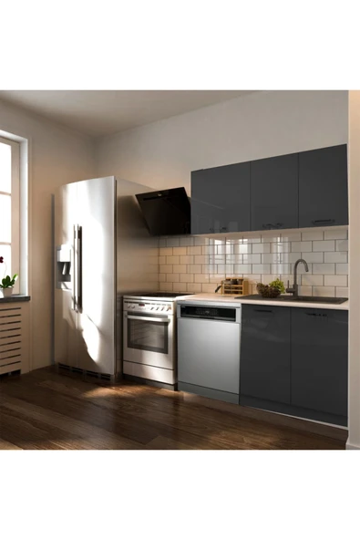 Tdesigno Hima Hazır Mutfak Dolabı – 140 Cm- Parlak--Beyaz Laminat Tezgah Dahil-Bulaşık Makinesi Yeri Mevcut ürün görseli