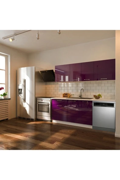 Tdesigno Fier Hazır Mutfak Dolabı 200 cm– Parlak-Beyaz Laminat Tezgah Dahil-Bulaşık Makinesi Yeri Mevcut ürün görseli