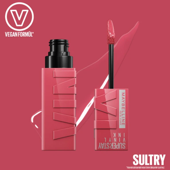 Maybelline Super Stay Vinyl Ink - Likit Parlak Ruj No: 160 Sultry - Resim 3