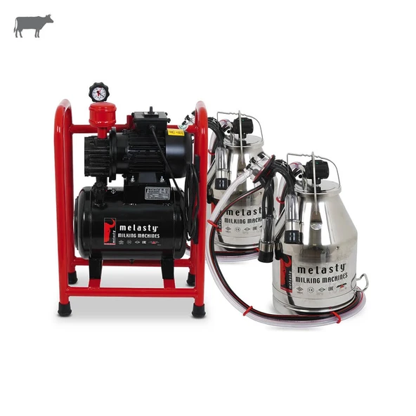 Melasty Çift Güğüm Üniteli Sabit Sistem İnek Süt Sağma (Paslanmaz Güğüm-Kauçuk Memelik-Yağlı) ürün görseli 1