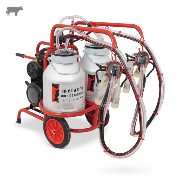 Melasty İkili İnek Süt Sağma Makinesi (Çift Güğümlü) (Alüminyum-Silikon) (Yağlı) ürün görseli