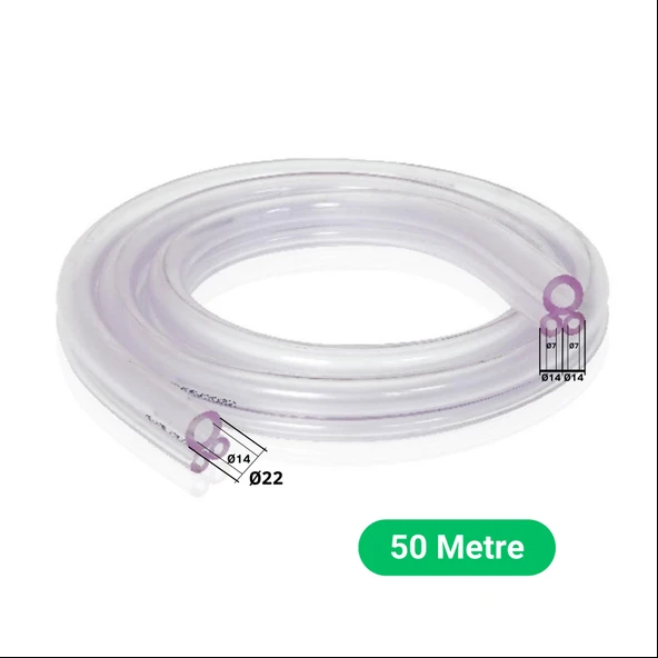 Melasty Süt Sağma Makinesi Üçgen Üçlü Süt Hortumu (Ø14xØ22/Ø7xØ14 mm) (50 Metre - Top) ürün görseli