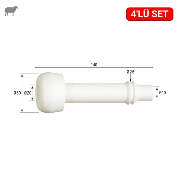 Melasty Koyun Meme Lastiği (Silikon Memelik - 4 lü Paket) ürün görseli