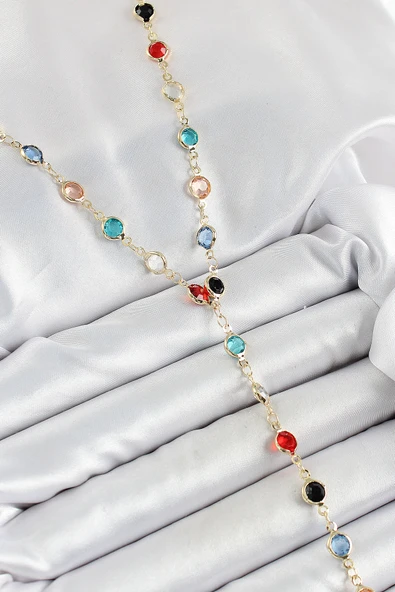 Pirinç Asorti Model Gold Renk Zirkon Taşlı Y Kolye - TJ-BKO10249 ürün görseli