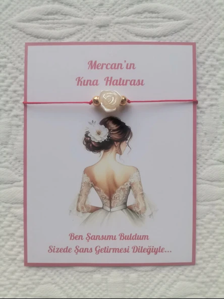 48 Adet Kişiye Özel Gül İnci Model Düğün Nikah Nişan Söz Kına Hatırası Dağıtmalık Hediyelik Bileklik - Resim 2