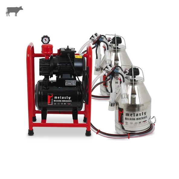 Melasty Çift Güğüm Üniteli Sabit Sistem İnek Süt Sağma (Paslanmaz Güğüm-Silikon Memelik-Kuru) ürün görseli