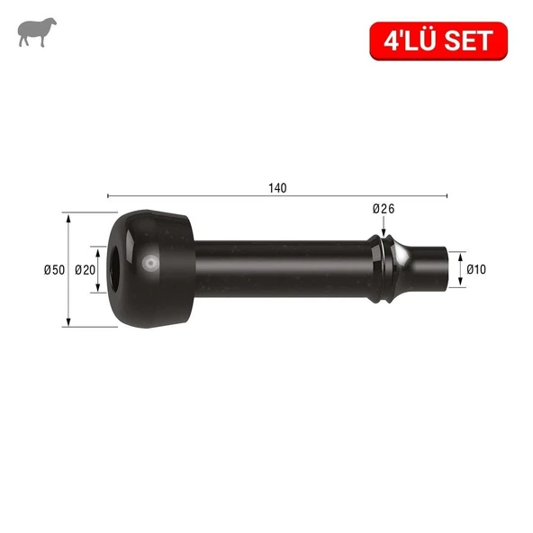 Melasty Koyun Meme Lastiği (Kauçuk Memelik - 4 lü Paket) ürün görseli