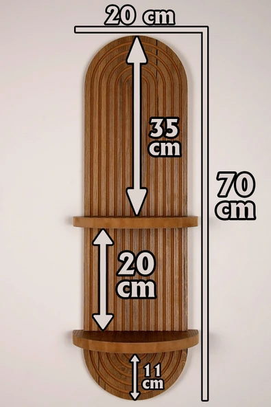 Dekoratif 2 Raflı Ahşap Duvar Rafı Mdf 20x70 - 5