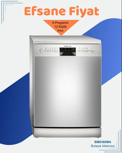 Profilo BM6380MA 6 Programlı Bulaşık Makinesi ürün görseli