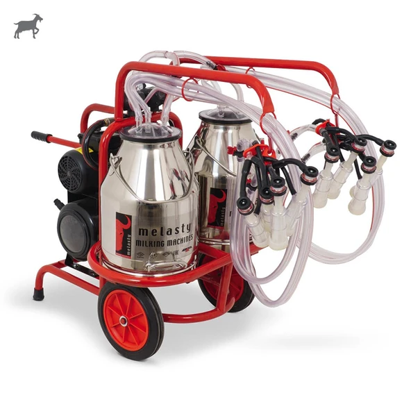 Melasty Dörtlü Keçi Süt Sağma Makinesi (Çift Güğümlü) (Paslanmaz-Silikon) (Yağlı) ürün görseli